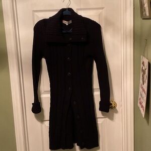 Elegant Black Knit Button-Up Jacket